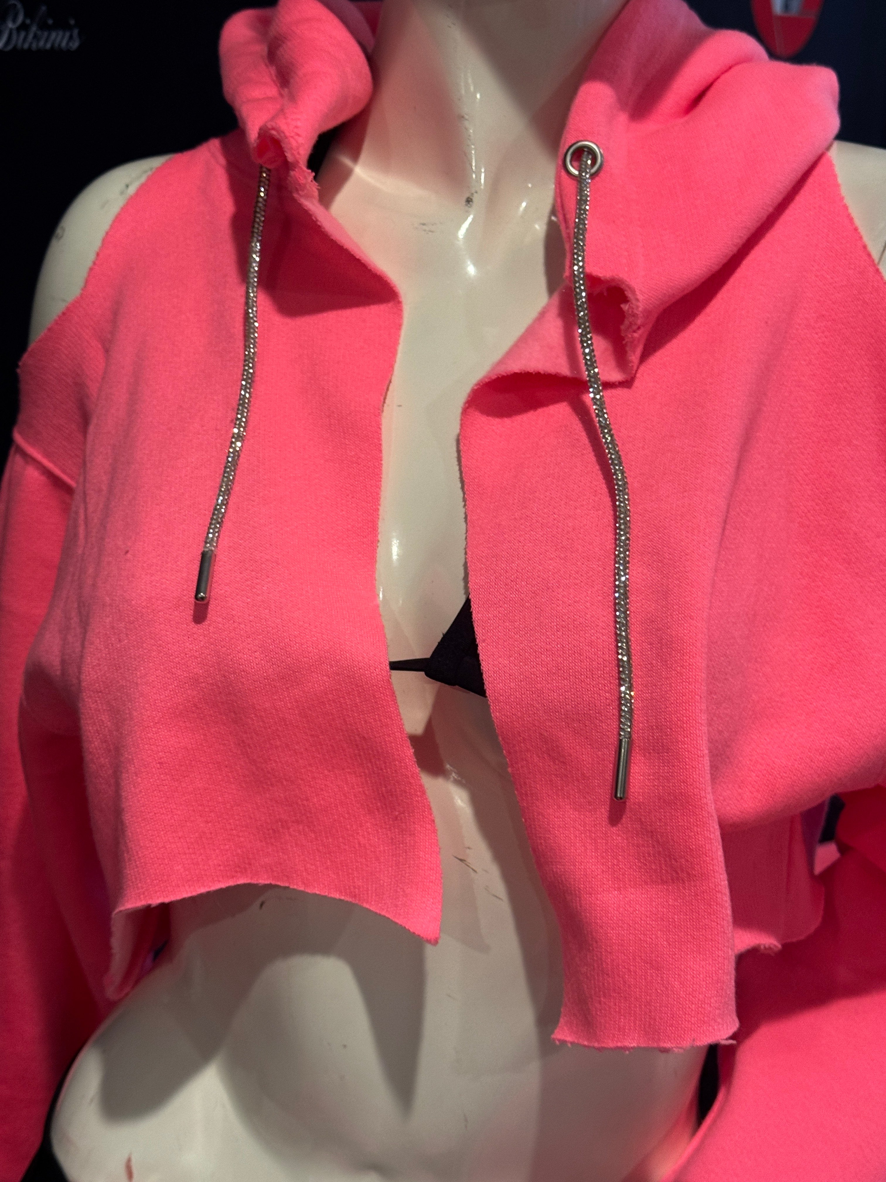 Get'em ProSeries Pink Crush  with Rhinestones Cropped Top Hoodie