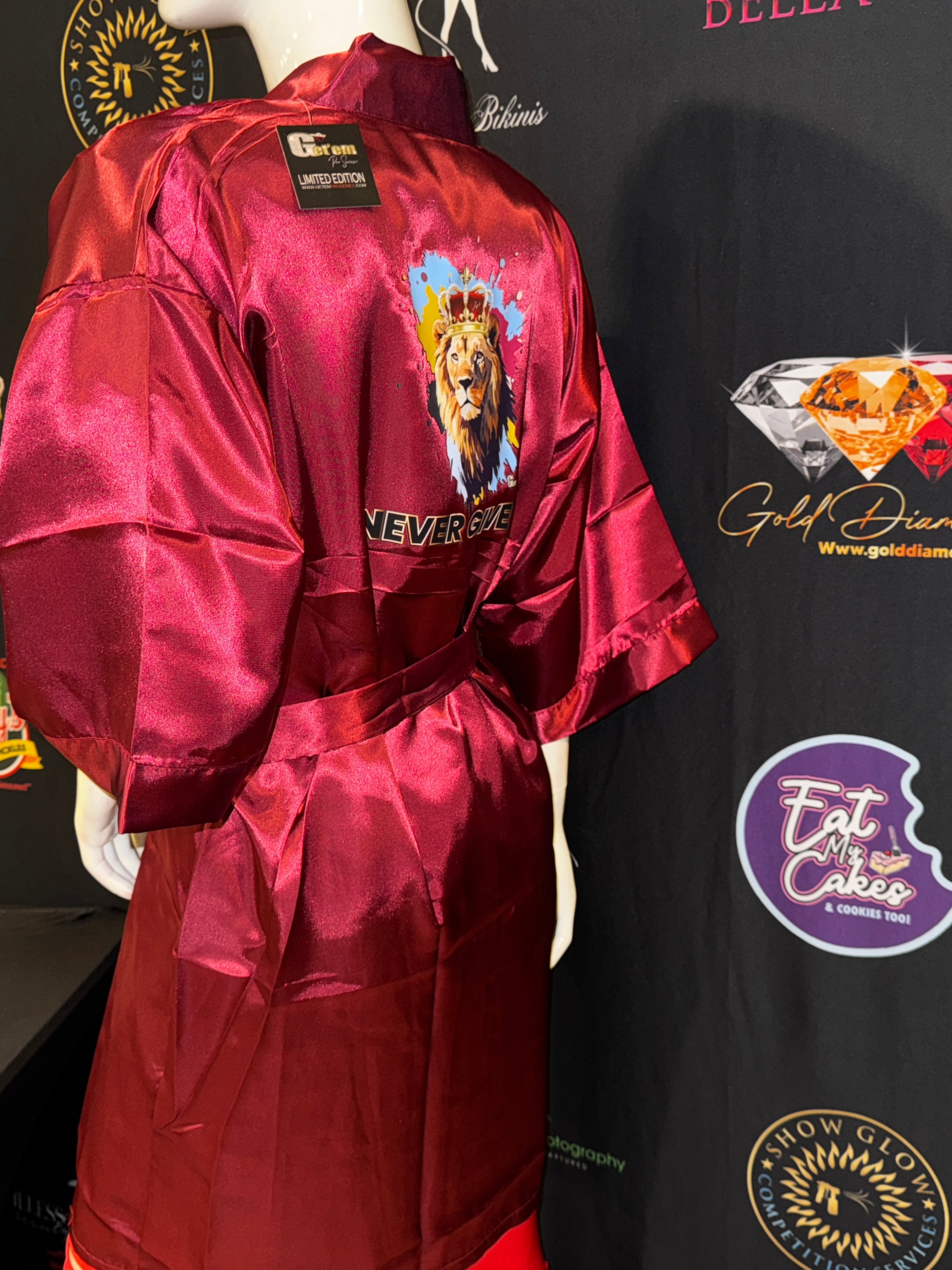 Get'em Never Give Up Wine Color Robe Limited Edition