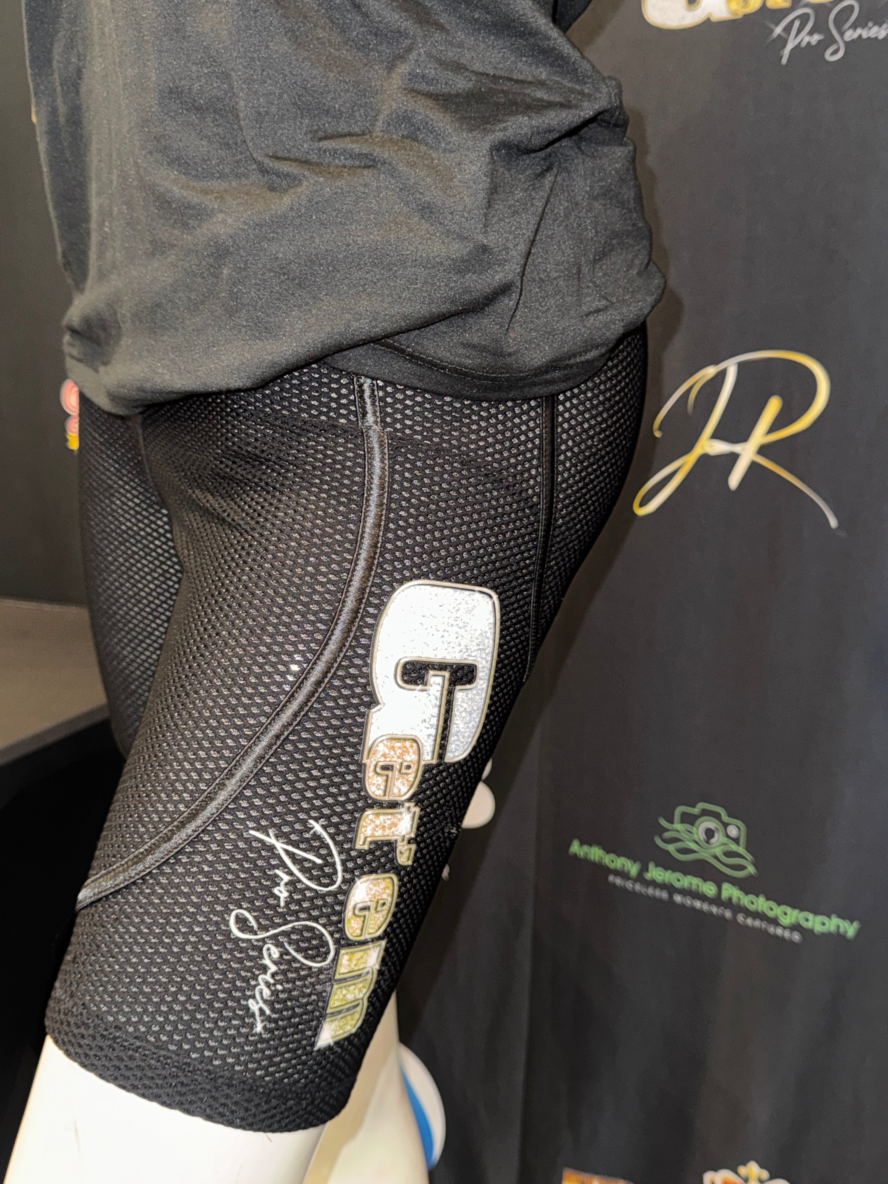 Get'em All Black Mesh Spliced High Waist Fitness Tight Shorts