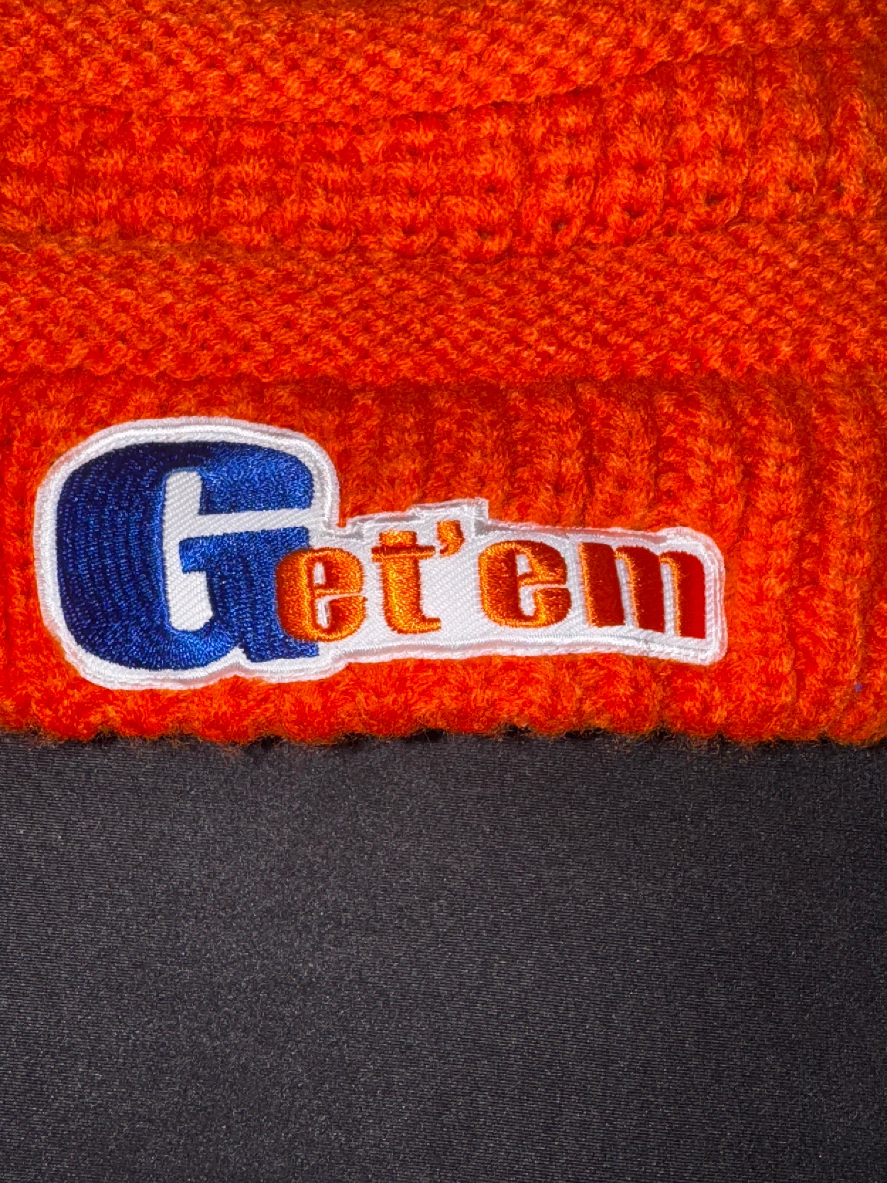 Get'em Cutie Orange Luxury Beanie with Cream Color Faux Fur Lining