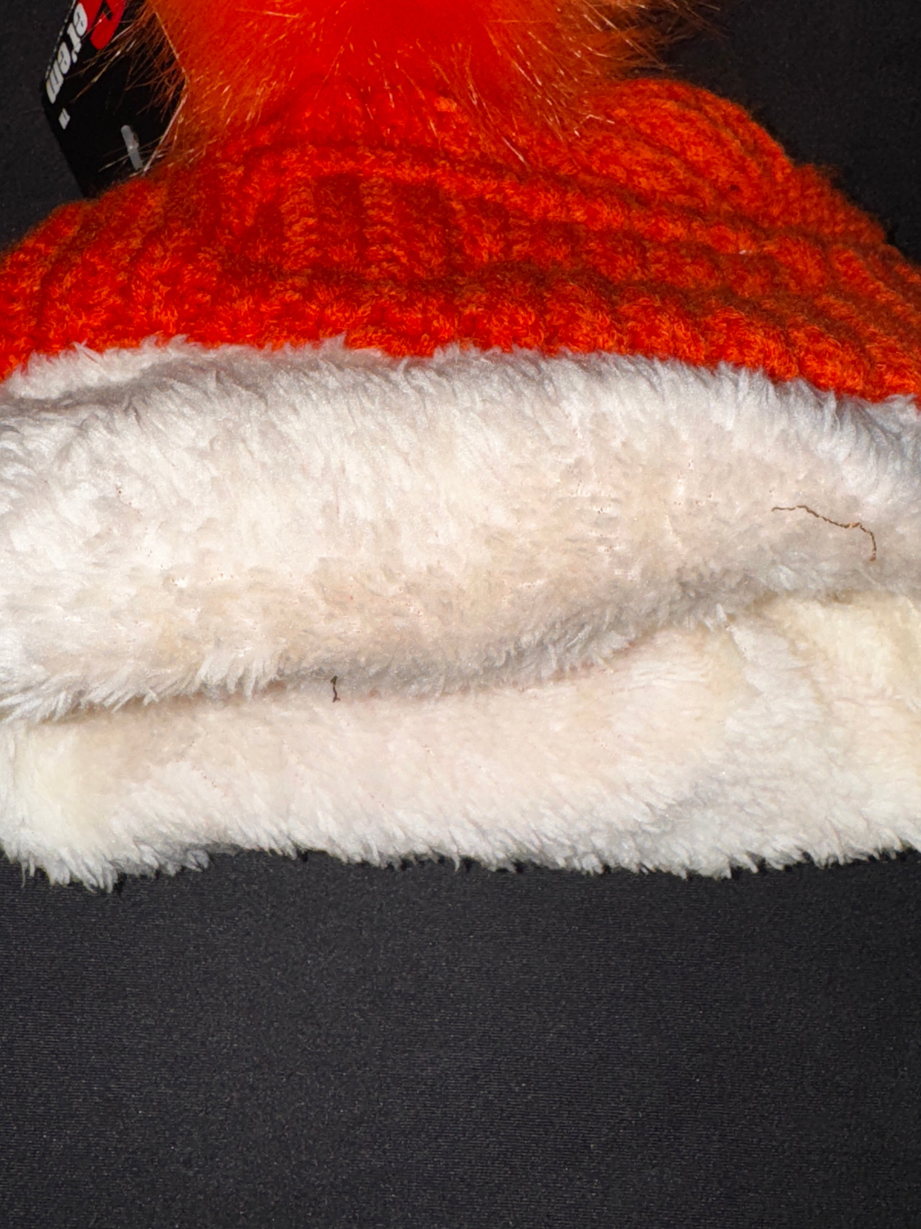 Get'em Cutie Orange Luxury Beanie with Cream Color Faux Fur Lining